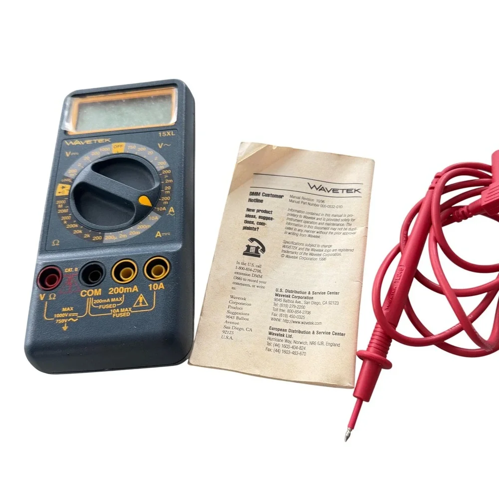 Wavetek 15XL Digital Multimeter Handheld Tester with Lead and Manual